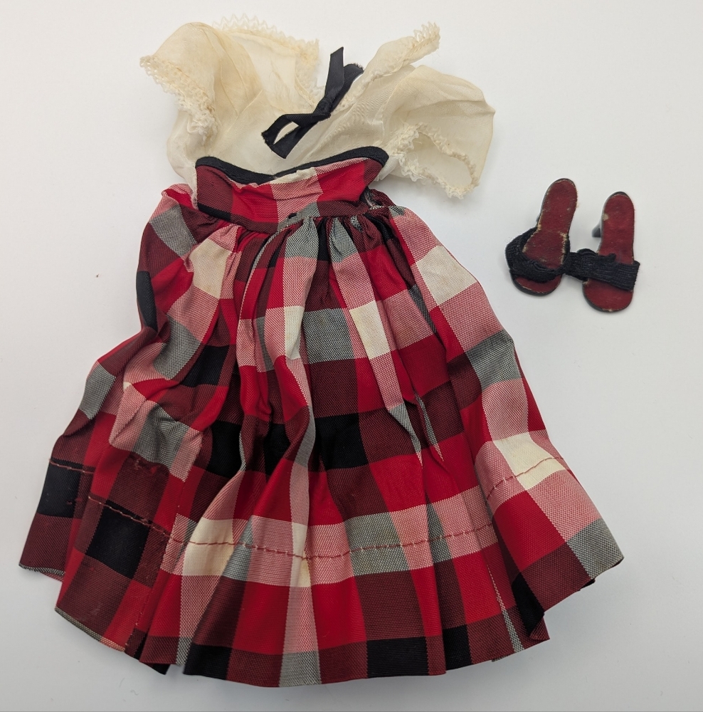 Vintage Doll Plaid (Black Red White) Dress &‎ Black & Red High Heels
